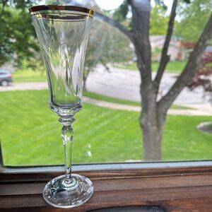New Mikasa Jamestown Gold Trim Crystal Champagne Flute Stemware Made In Austria
